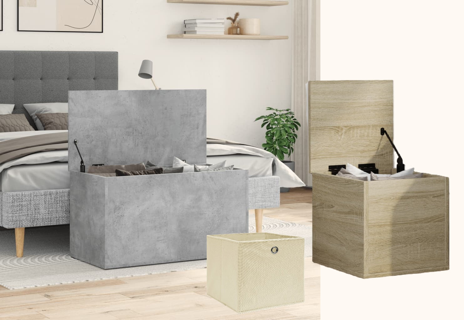 Oppbevaringsbokser og kister i moderne og klassisk design. Praktiske løsninger som gir orden til klær, tepper, leker og småting – samtidig som de tilfører hjemmet et dekorativt og funksjonelt preg.