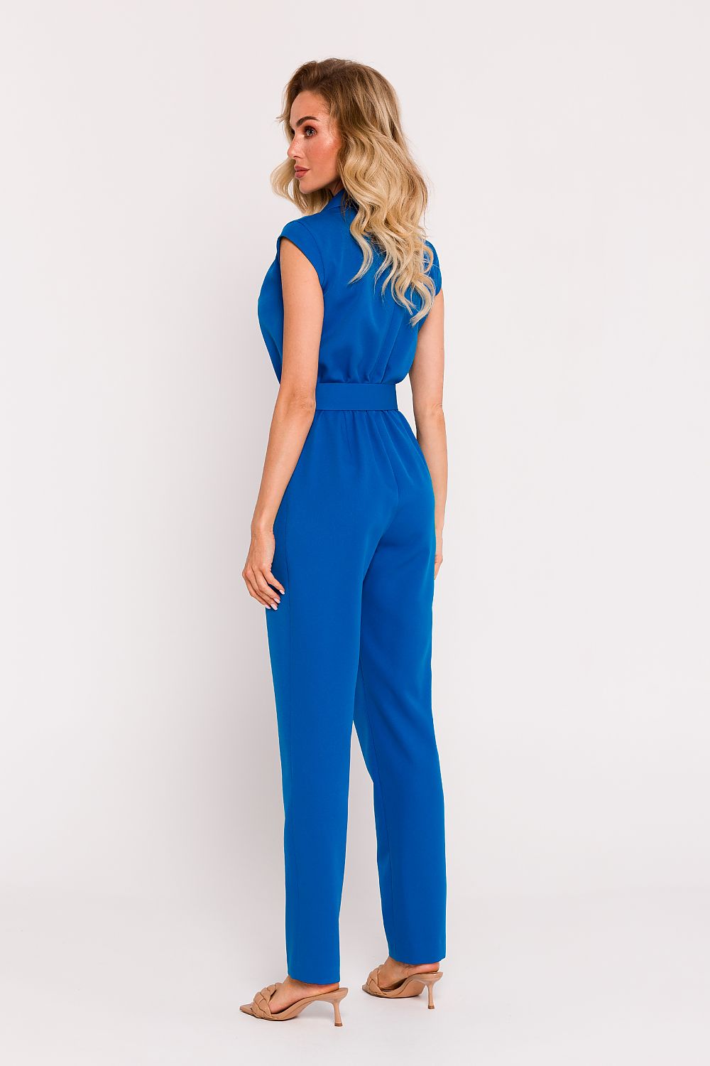Jumpsuit - Moe til dame fra MS StyleHaven, laget av polyester, farge Blå, størrelse M, med short ermer, perfekt til dress