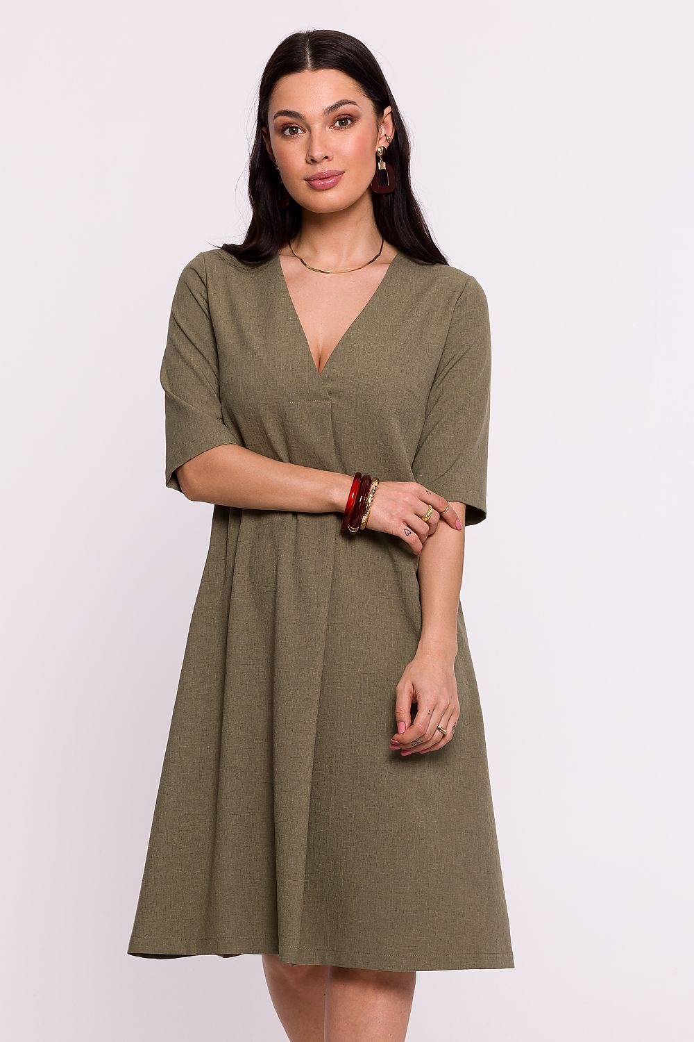 Dagskjole BeWear til dame fra MS StyleHaven; laget av polyester; farge Rosa; størrelse L; med short ermer; perfekt til dress