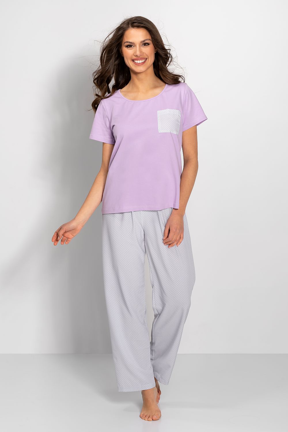Pyjamas Momenti Per Me til dame fra MS StyleHaven, laget av polyester; Bomull; Elastan-1, farge Grå, størrelse s, med sleeveless ermer, perfekt til casual; dress