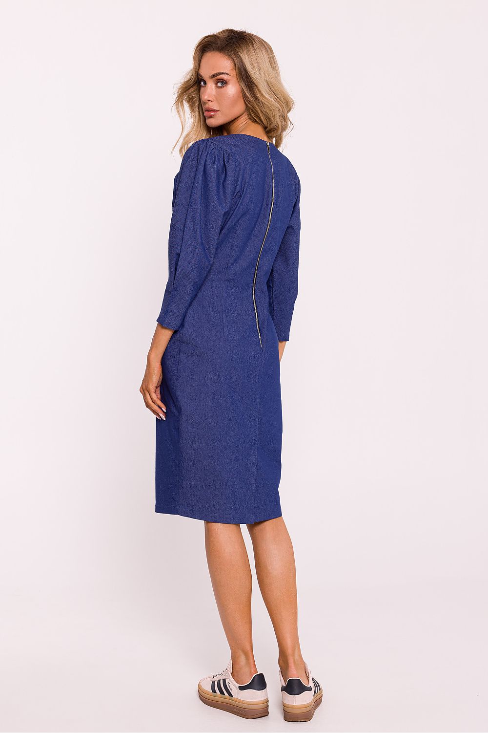 Blyantskjole - Moe til dame fra MS StyleHaven, laget av Bomull; polyester, farge Blå, størrelse s, med 45720 ermer, perfekt til dress