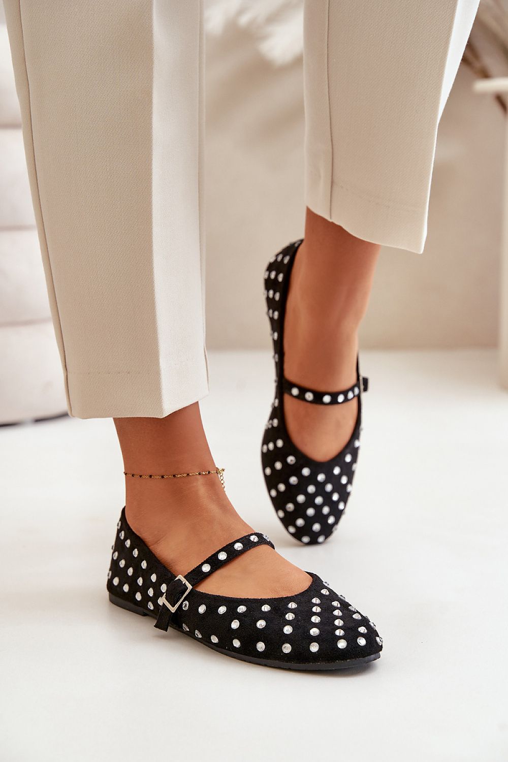 ballerina-sko Step in style til dame fra MS StyleHaven, laget av Bomull; polyester, farge beige, størrelse 39, med 45720 ermer, perfekt til casual; dress