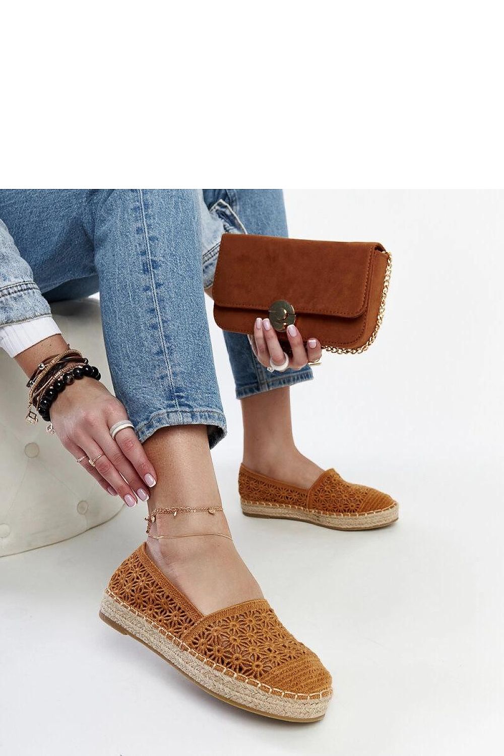 Espadrille - Solea til dame fra MS StyleHaven, laget av Bomull; polyester, med detaljer i canvas; rubber, farge Brun, størrelse 36, med 45720 ermer, hælhøyde flat; low, skostørrelse 36; 37; 38; 39; 40; 41, perfekt til casual; dress