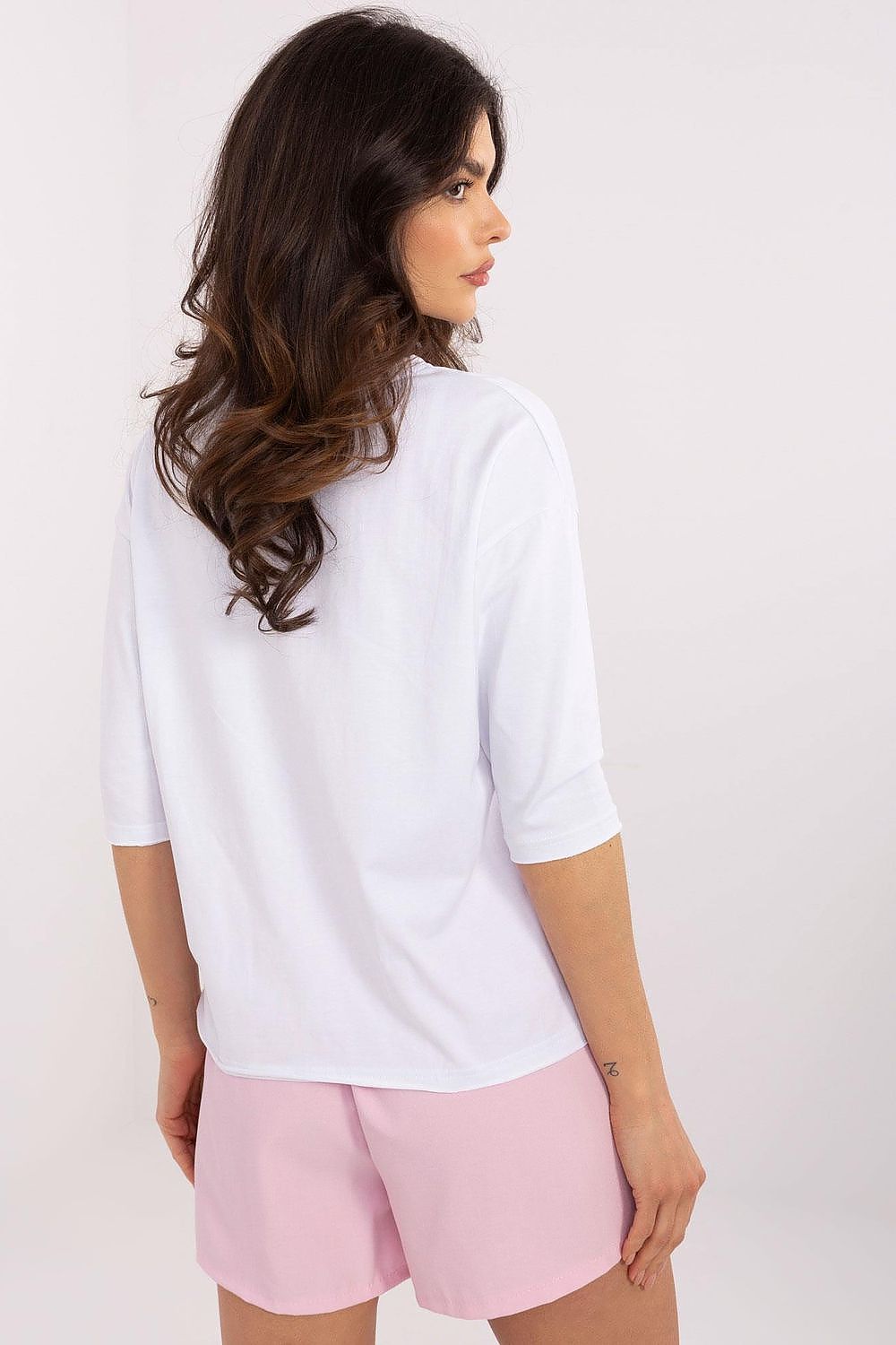 Mønstret hverdagsbluse dame - Blsse FP til dame fra MS StyleHaven, størrelse L, med short, bukselengde long, kjolelengde mini, kjolestil wrap; a-line