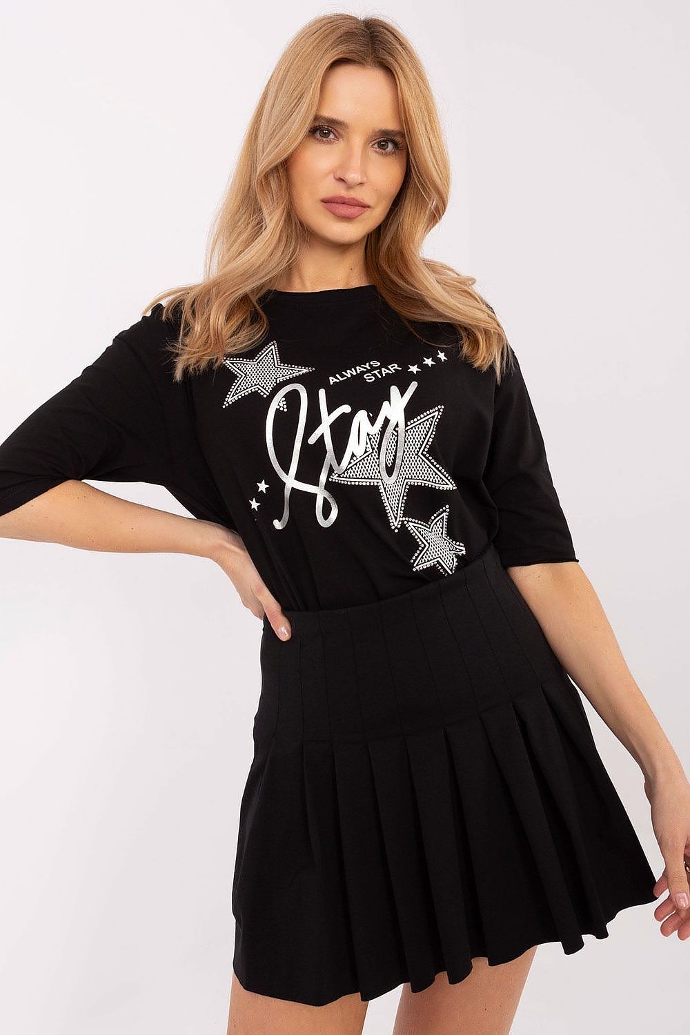 Mønstret hverdagsbluse dame - Blsse FP til dame fra MS StyleHaven, størrelse XL, med short, bukselengde long, kjolelengde mini, kjolestil wrap; a-line