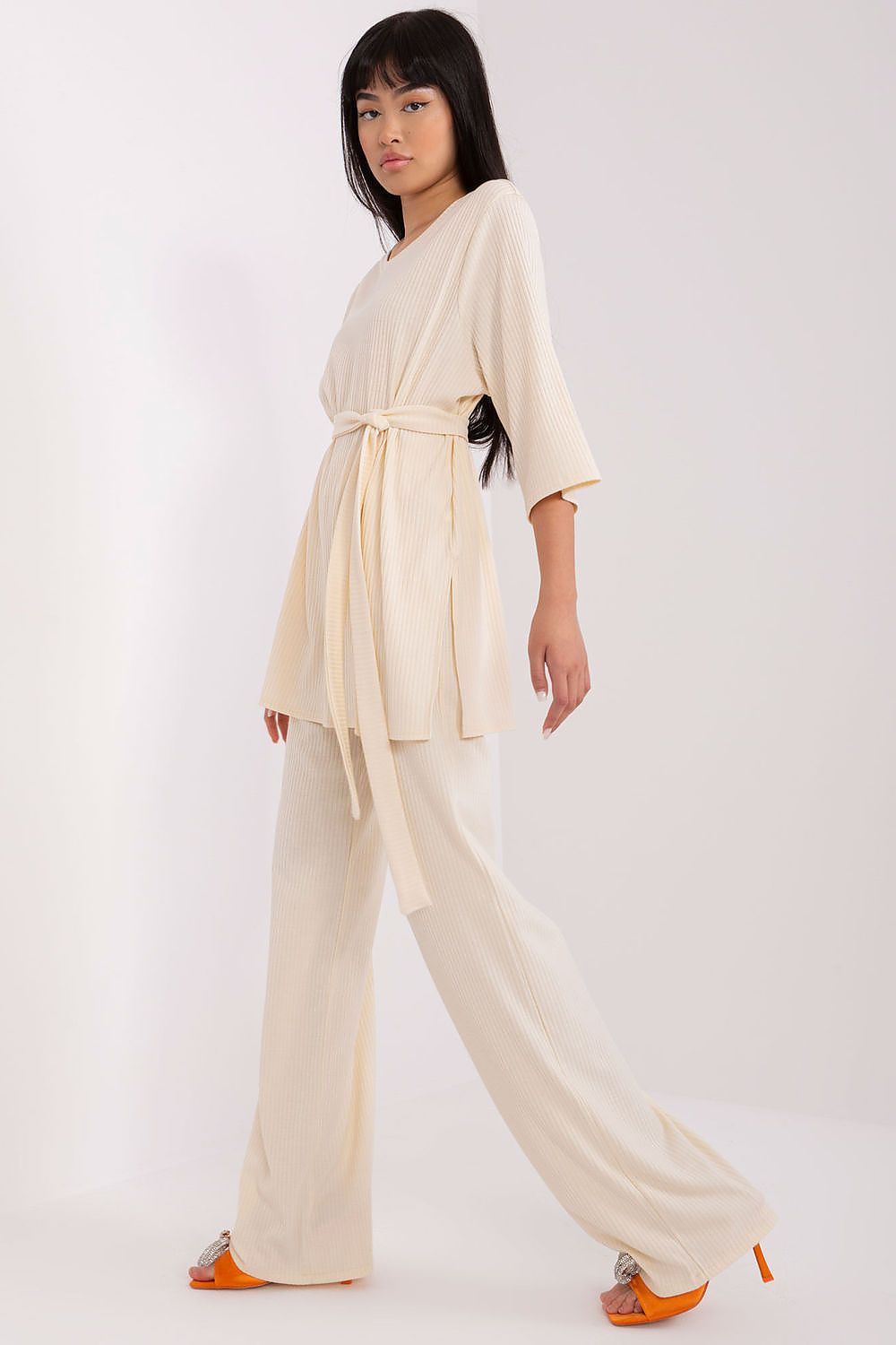 Lakerta Ribbesett til dame til dame fra MS StyleHaven, laget av Bomull; Elastan-1, farge Lys Blå, størrelse S/M, med short ermer, perfekt til casual; dress