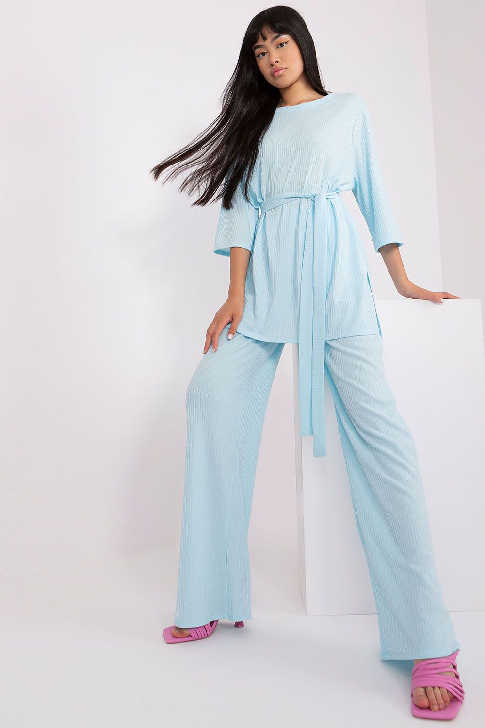 Lakerta Ribbesett til dame til dame fra MS StyleHaven, laget av Bomull; Elastan-1, farge Rosa, størrelse S/M, med short ermer, perfekt til casual; dress