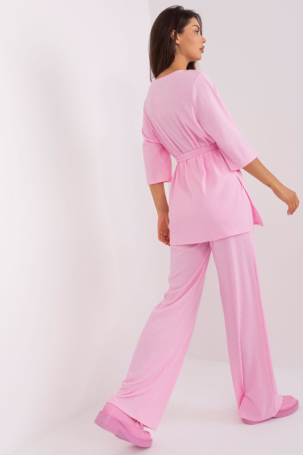 Lakerta Ribbesett til dame til dame fra MS StyleHaven, laget av Bomull; Elastan-1, farge Rosa, størrelse S/M, med short ermer, perfekt til casual; dress