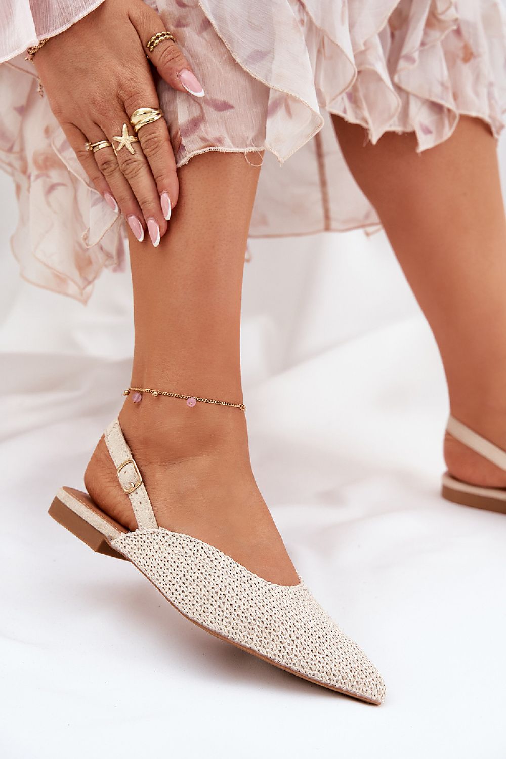 ballerina-sko Step in style til dame fra MS StyleHaven, laget av Bomull; polyester, farge beige, størrelse 38, med 45720 ermer, perfekt til casual; dress