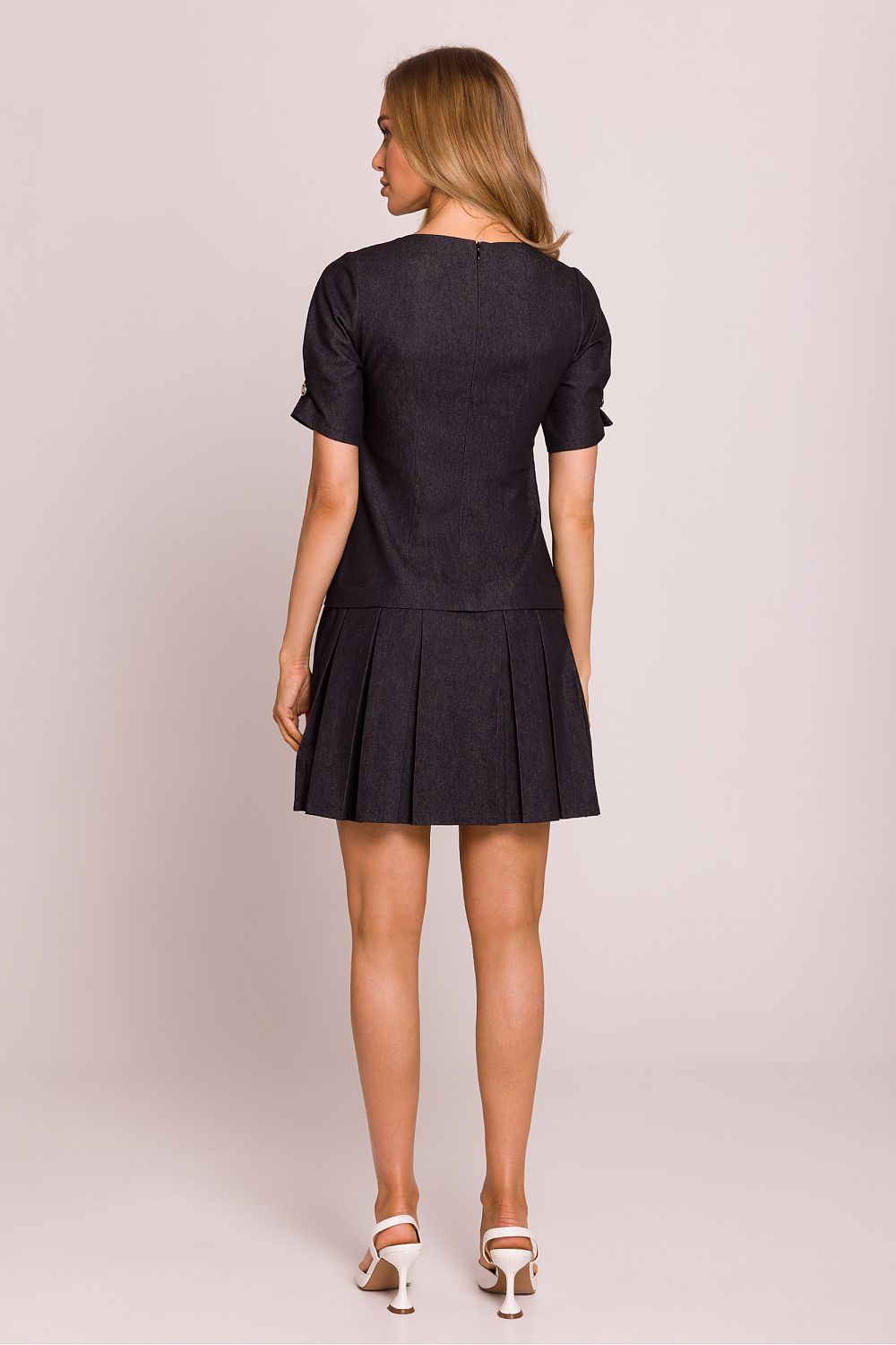 Minikjole - Moe til dame fra MS StyleHaven, laget av Bomull; polyester, farge Grå, størrelse s, med short ermer, perfekt til dress