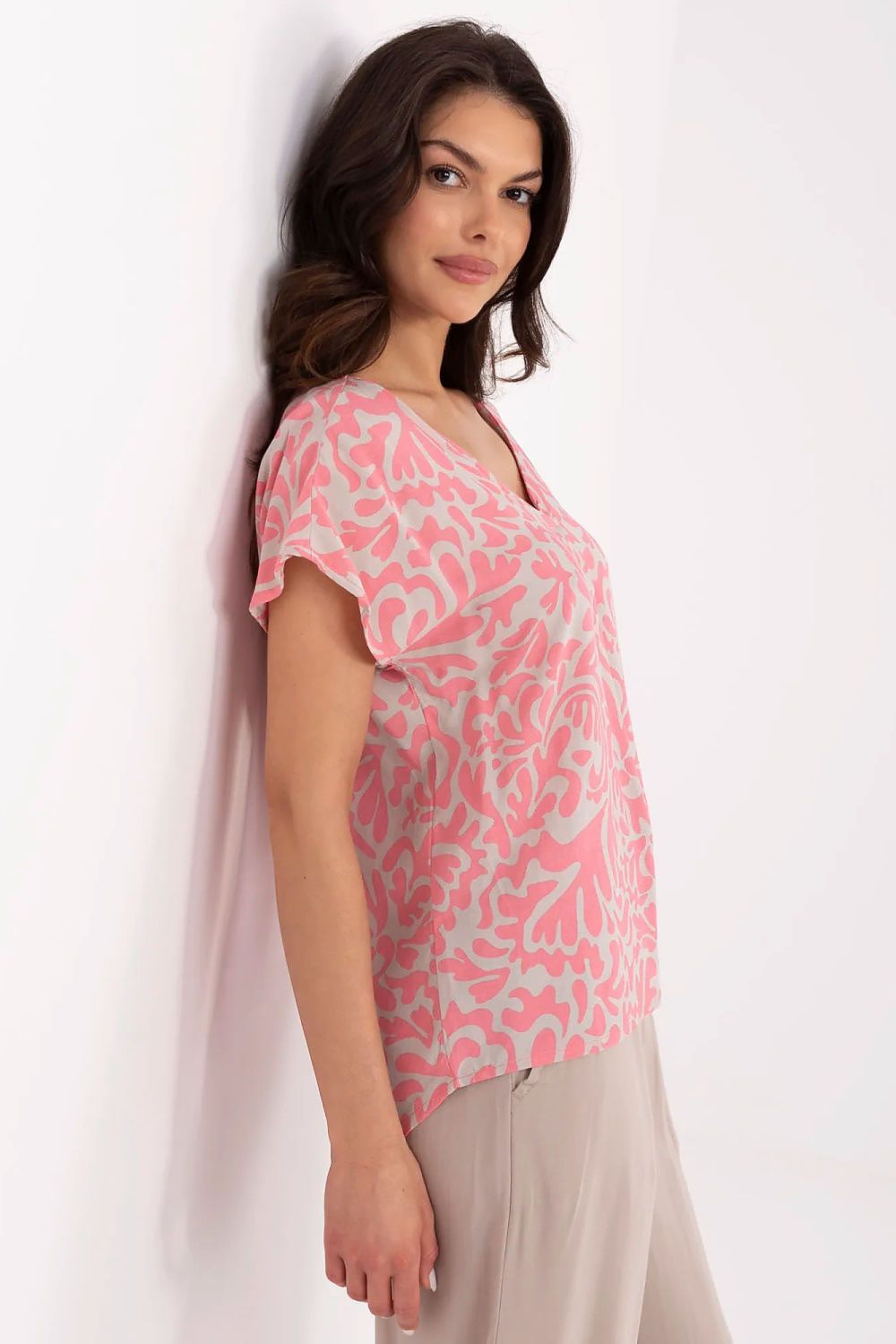 Bluse Sublevel til dame fra MS StyleHaven, laget av Viskose, farge Marineblå, størrelse XL, med short ermer, perfekt til casual; dress