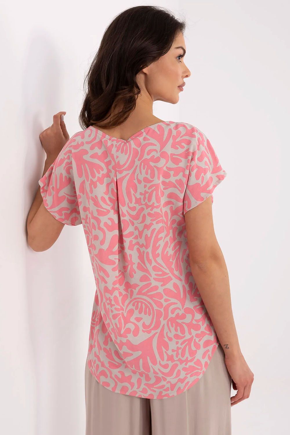 Bluse Sublevel til dame fra MS StyleHaven, laget av Viskose, farge Marineblå, størrelse XXL, med short ermer, perfekt til casual; dress