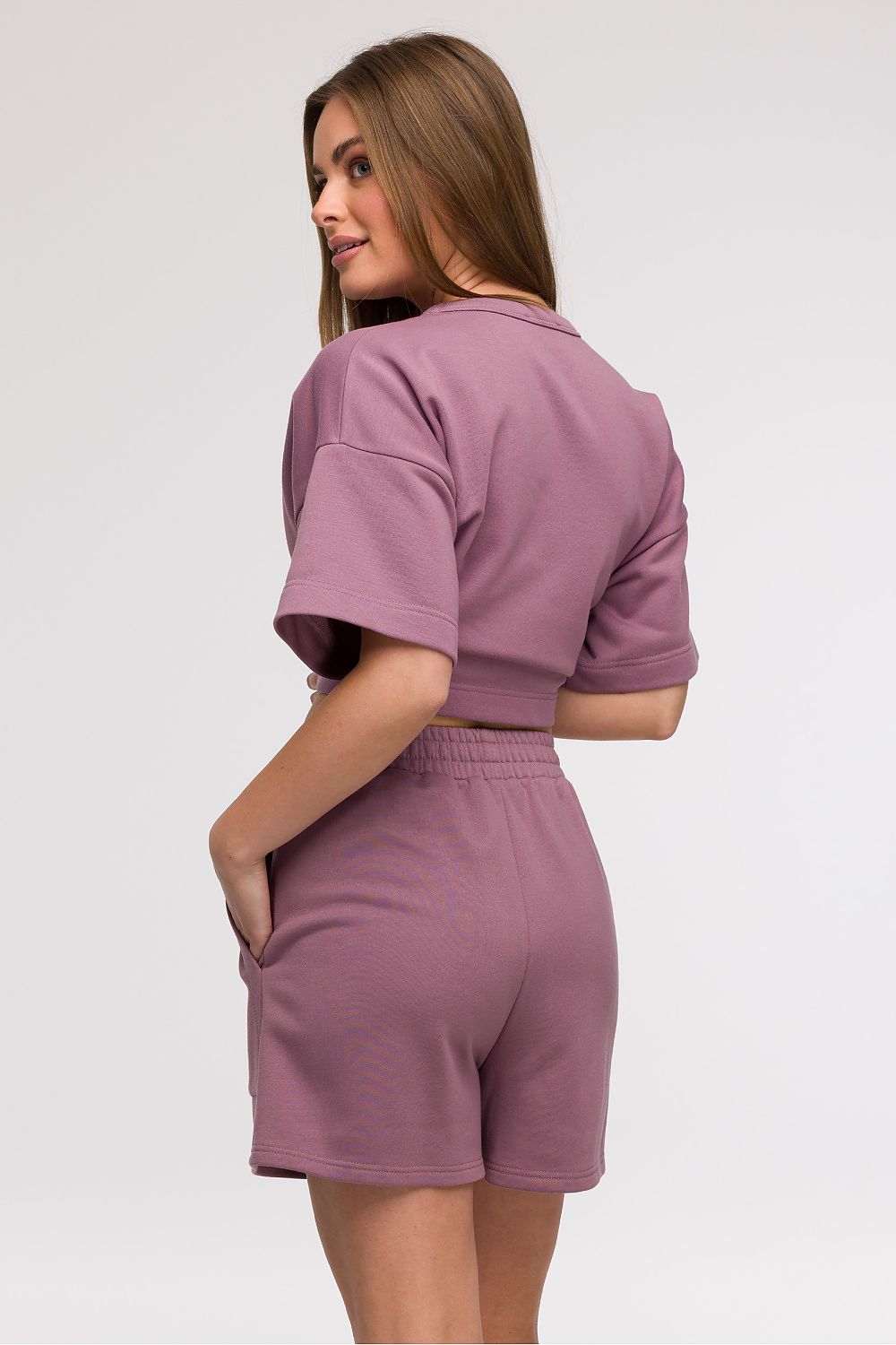 Shorts BeWear til dame fra MS StyleHaven, laget av Bomull; polyester, farge Fiolett, størrelse L, med long ermer, perfekt til dress