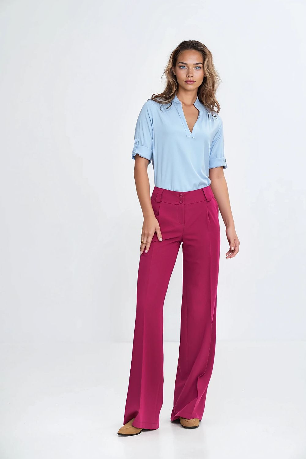 Stilfull Bluse - Nife til dame fra MS StyleHaven, laget av Viskose, farge Blå, størrelse 38, med 45720 ermer, perfekt til casual; dress