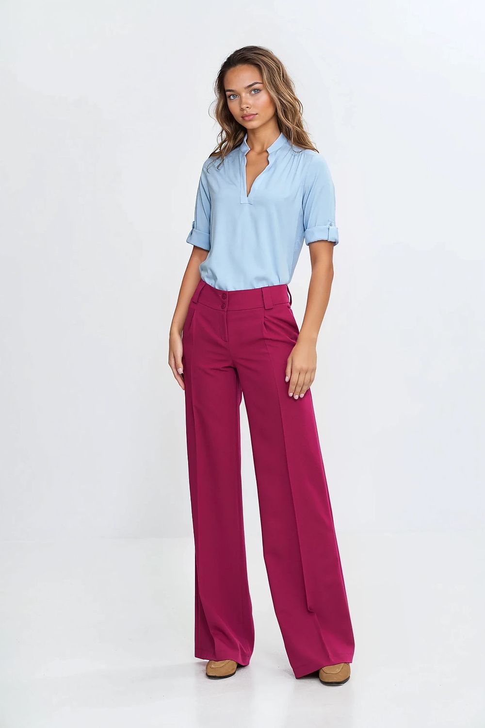 Stilfull Bluse - Nife til dame fra MS StyleHaven, laget av Viskose, farge Blå, størrelse 42, med 45720 ermer, perfekt til casual; dress