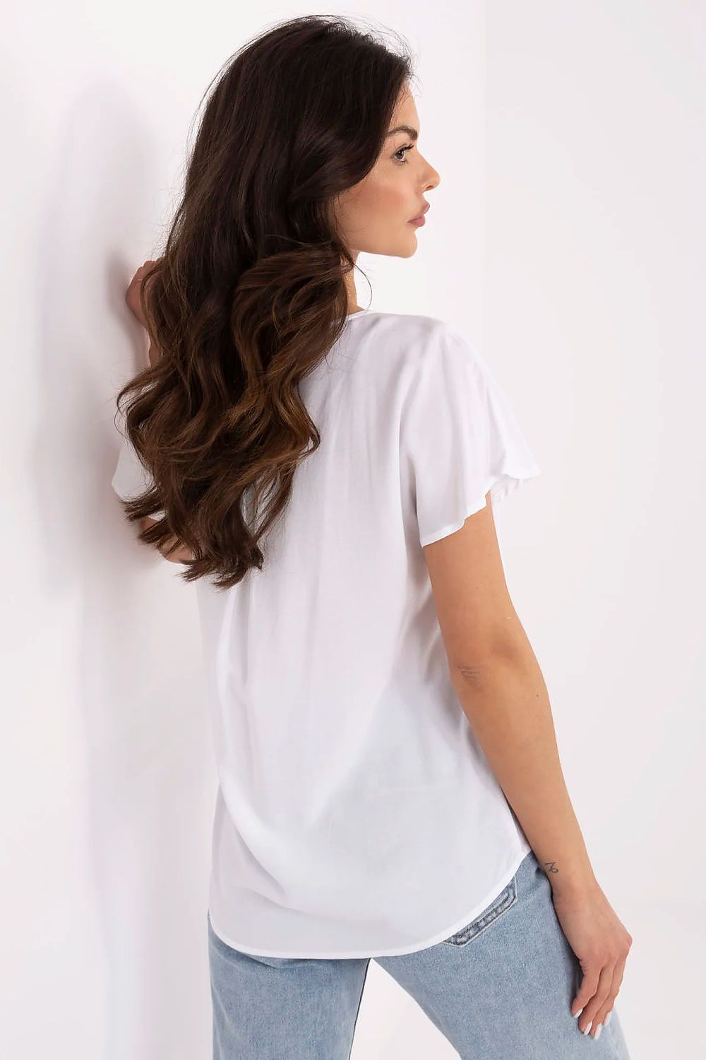 Bluse Sublevel til dame fra MS StyleHaven, laget av Bomull, farge beige, størrelse XXL, med short ermer, perfekt til casual; dress