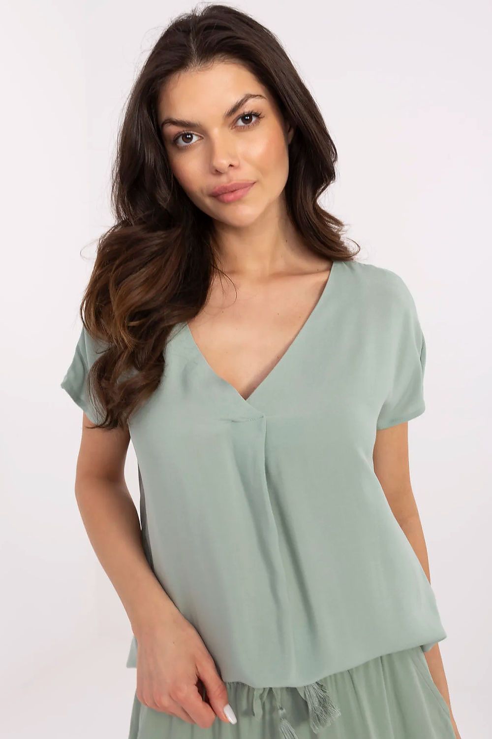 Bluse Sublevel til dame fra MS StyleHaven, laget av Bomull, farge Hvit, størrelse XL, med short ermer, perfekt til casual; dress