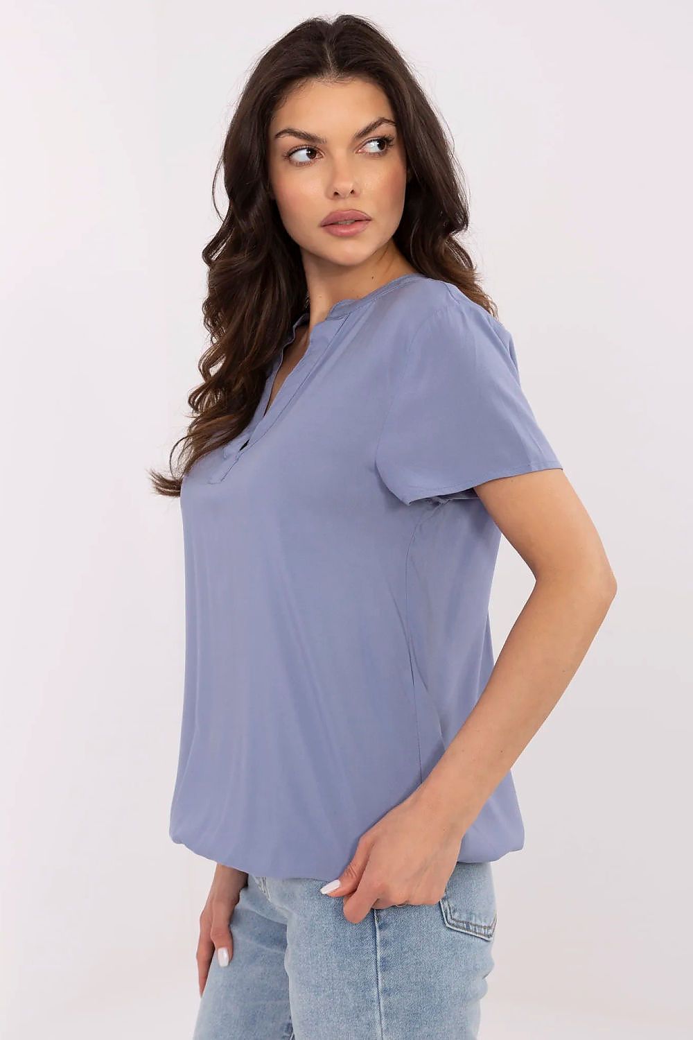 Bluse Sublevel til dame fra MS StyleHaven, laget av Bomull, farge Svart, størrelse L, med short ermer, perfekt til casual; dress