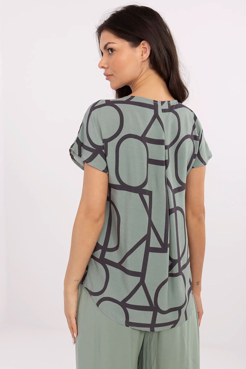 Bluse Sublevel til dame fra MS StyleHaven, laget av Viskose, farge beige 2, størrelse M, med short ermer, perfekt til casual; dress