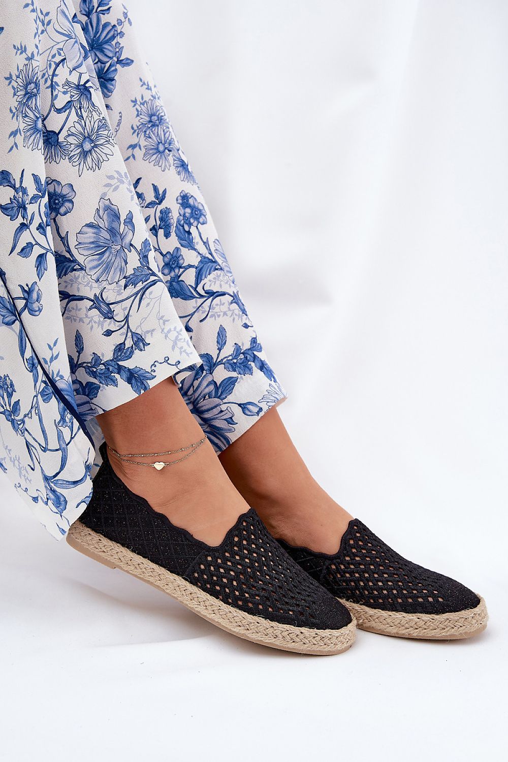 Espadrille Step in style til dame fra MS StyleHaven, laget av Bomull; polyester, farge Svart, størrelse 38, med 45720 ermer, perfekt til casual; dress