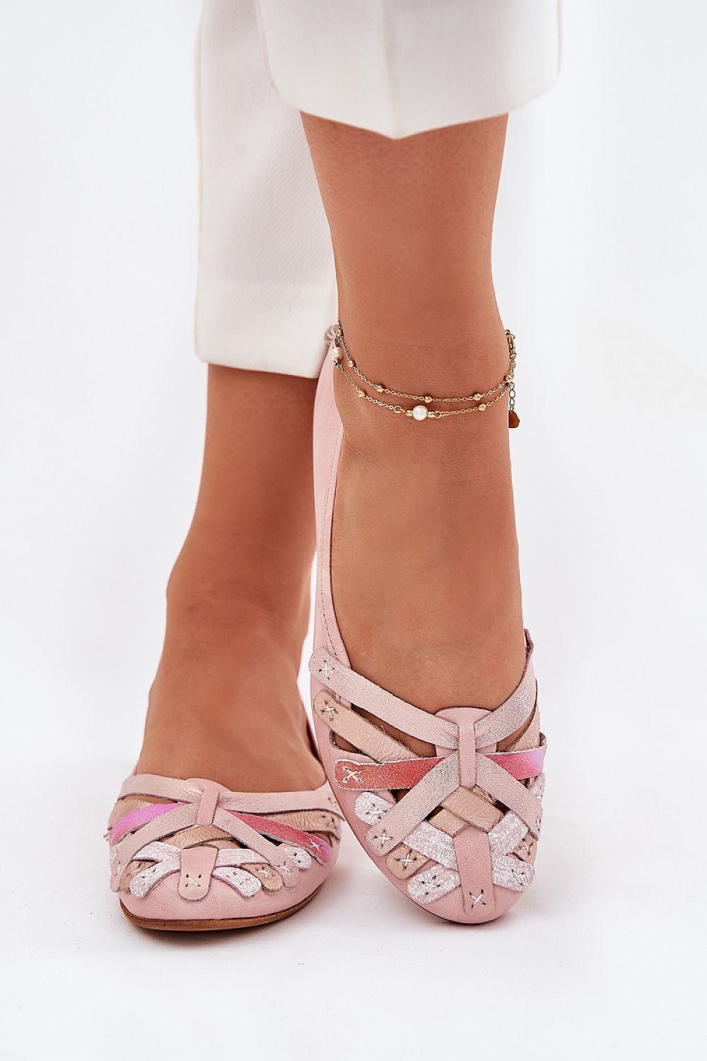 ballerina-sko Step in style til dame fra MS StyleHaven, laget av Bomull; polyester, farge Grønn, størrelse 41, med 45720 ermer, perfekt til casual; dress