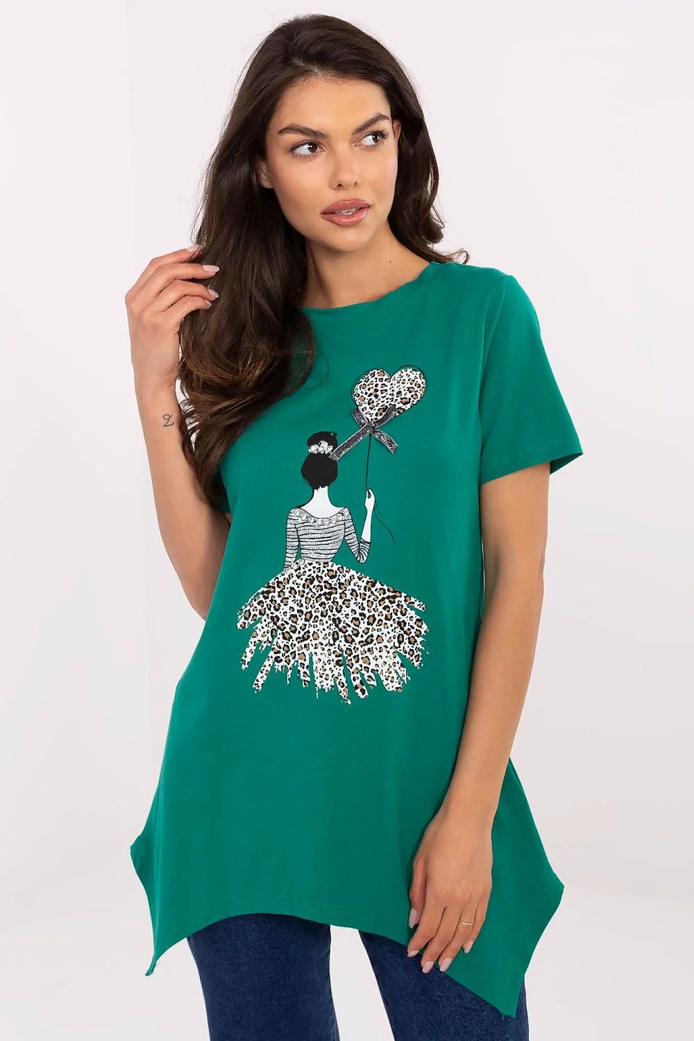 Dame bluse med dyreprint- FP til dame fra MS StyleHaven, størrelse s, med short, bukselengde long, kjolelengde mini, kjolestil wrap