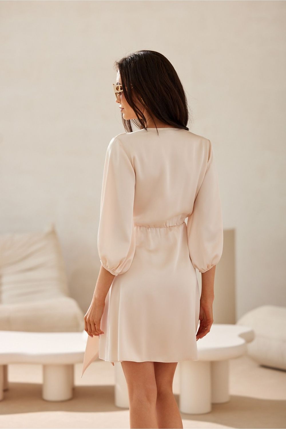 Dagkjole Roco Fashion til dame fra MS StyleHaven; størrelse 40; med short; kjolelengde mini; kjolestil wrap