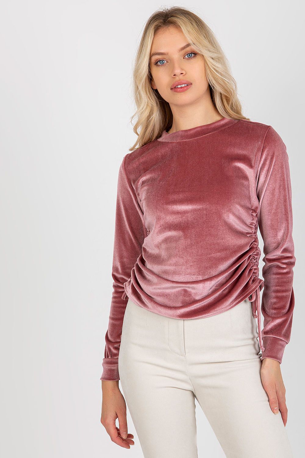 Kort Sommerbluse Lakerta til dame fra MS StyleHaven, laget av Bomull; Viskose; polyester; Elastan, farge Rosa, størrelse S/M, med long ermer, perfekt til casual; dress