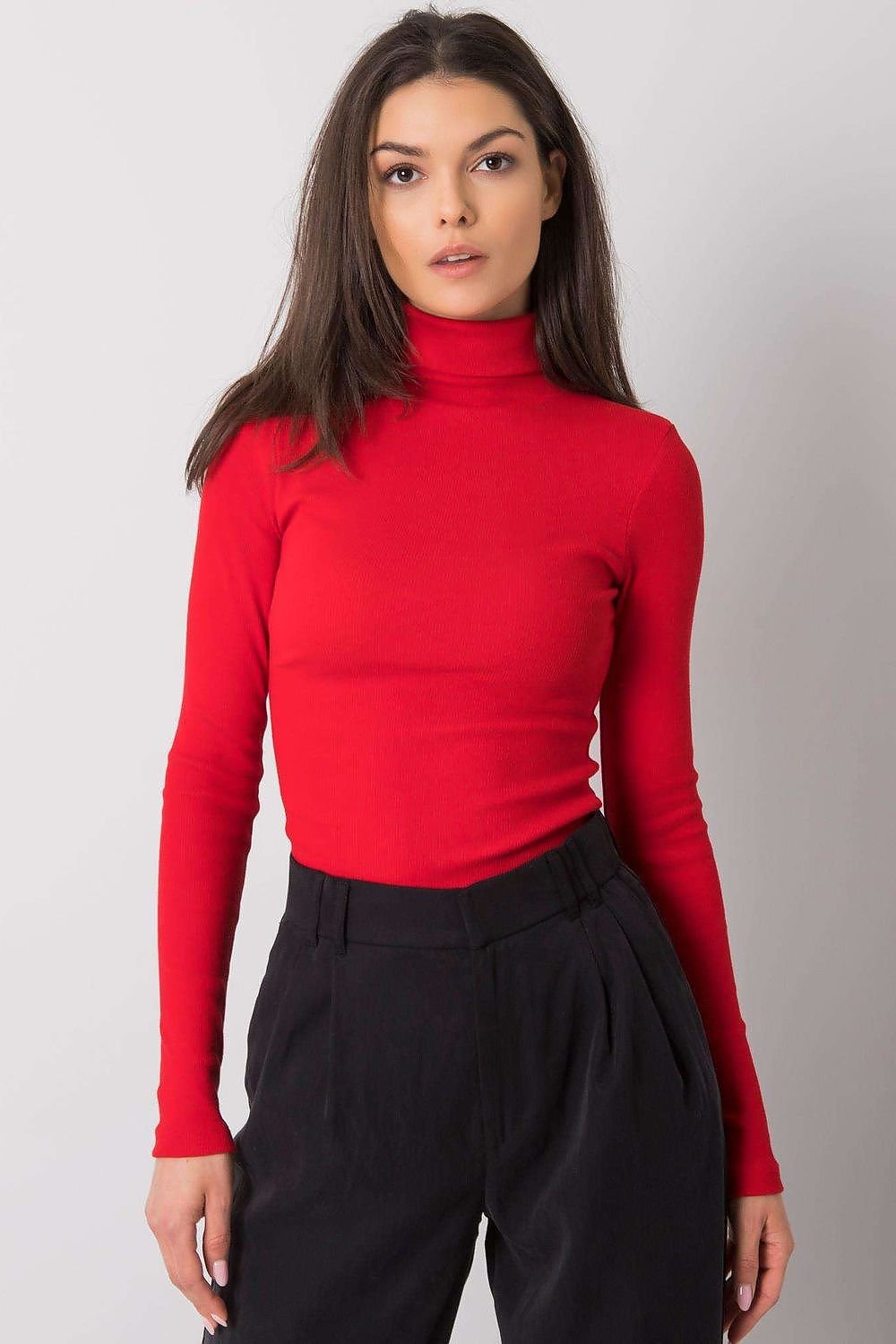 Turtleneck Rue Paris til dame fra MS StyleHaven, laget av Bomull, farge Rød, størrelse L/XL, med sleeveless; 3-4 ermer, perfekt til casual; dress