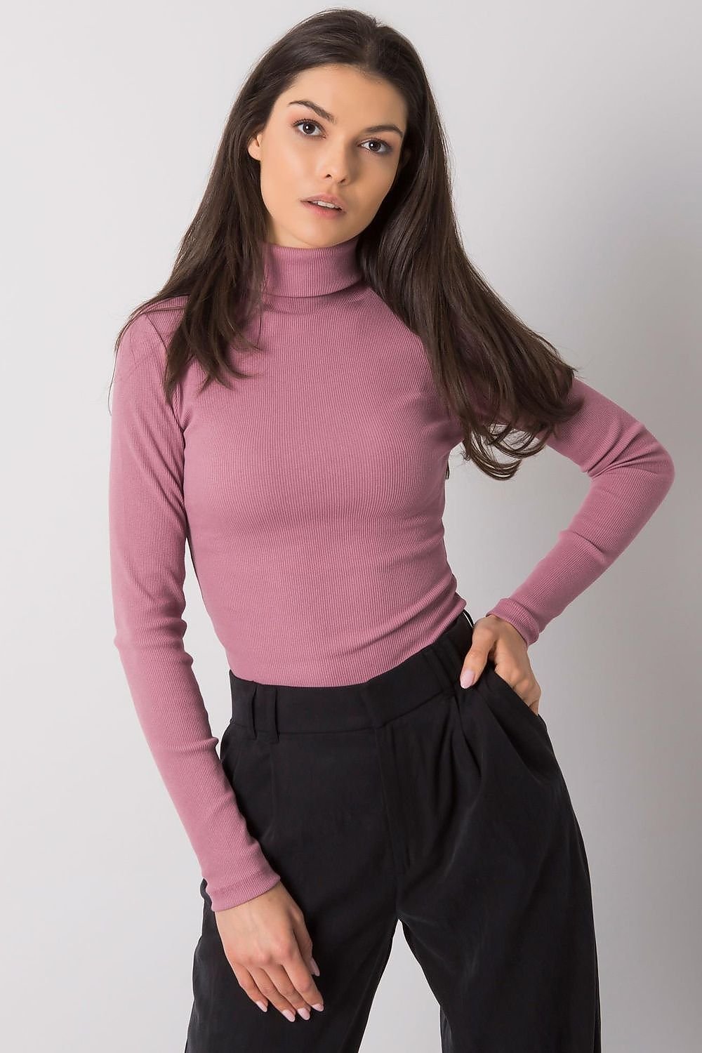 Turtleneck Rue Paris til dame fra MS StyleHaven, laget av Bomull, farge Brun, størrelse L/XL, med sleeveless; 3-4 ermer, perfekt til casual; dress