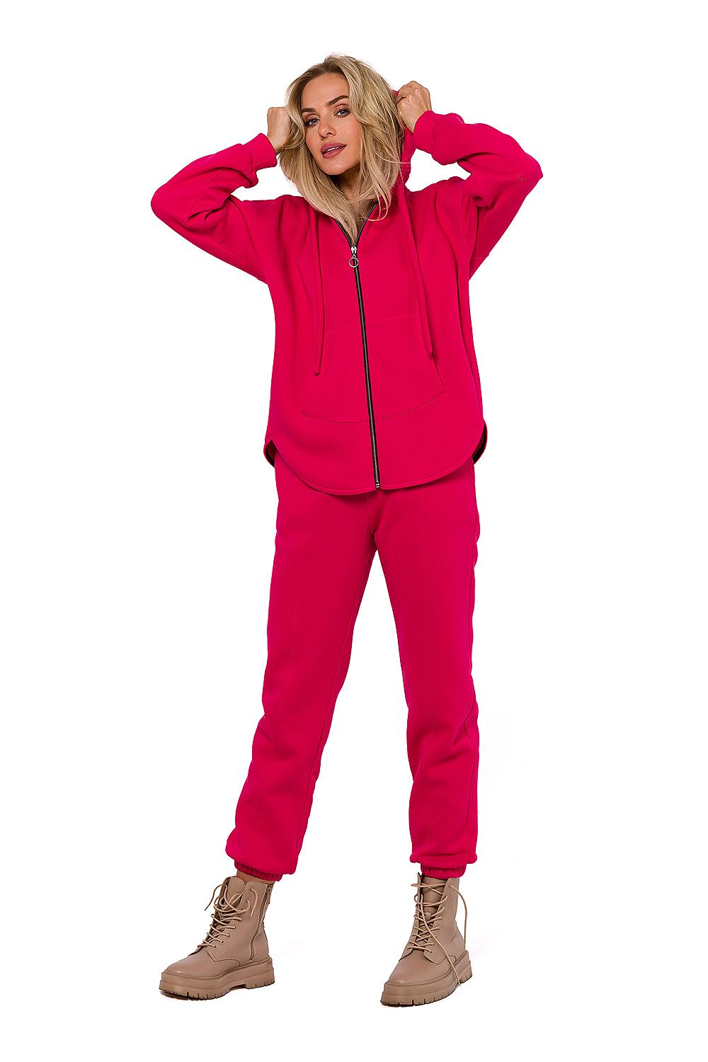 Strikket Genser - Moe til dame fra MS StyleHaven, laget av polyester, farge Rosa, størrelse L/XL, med long ermer, perfekt til dress