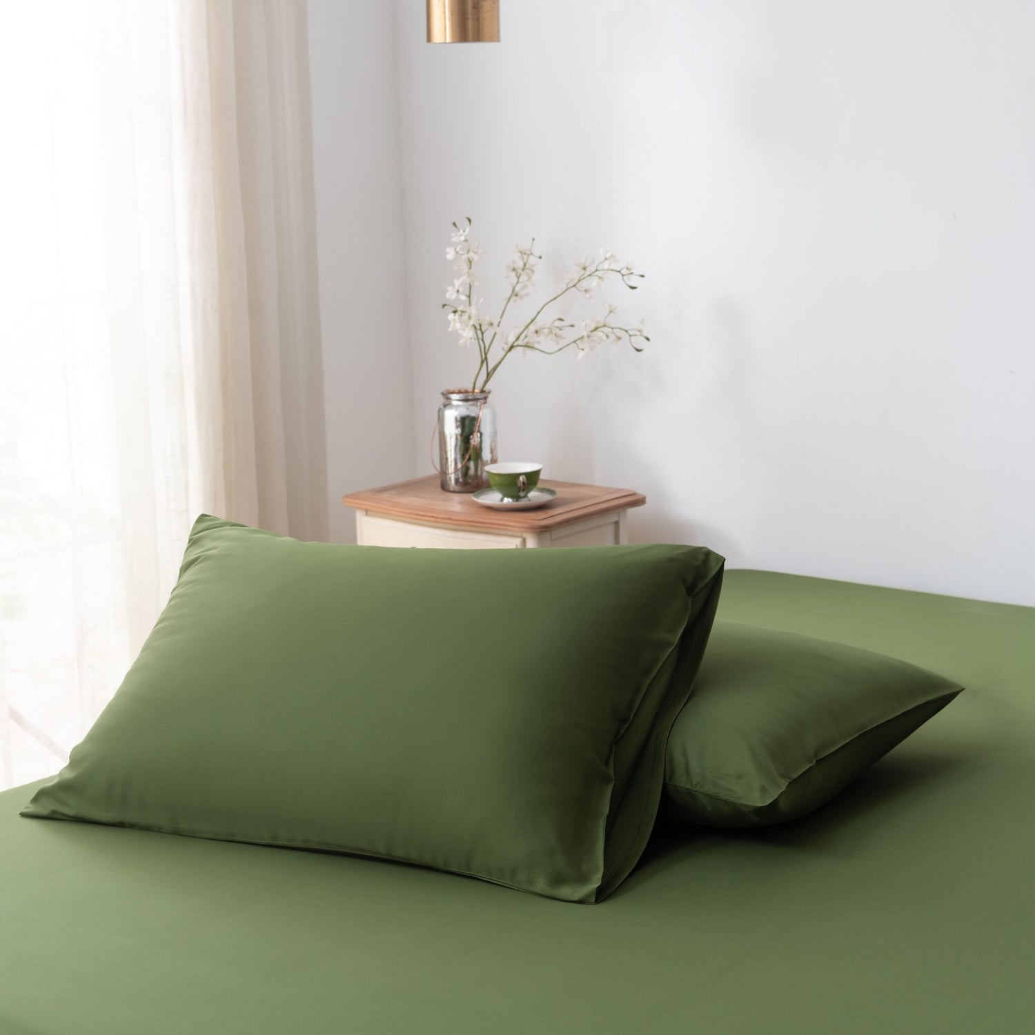Eenpersoons Beddengoedset Xl - Deep Moss