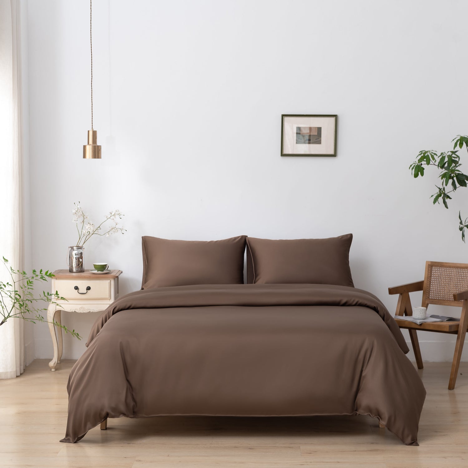 Tweepersoons Beddengoedset Xl - Coffee Brown