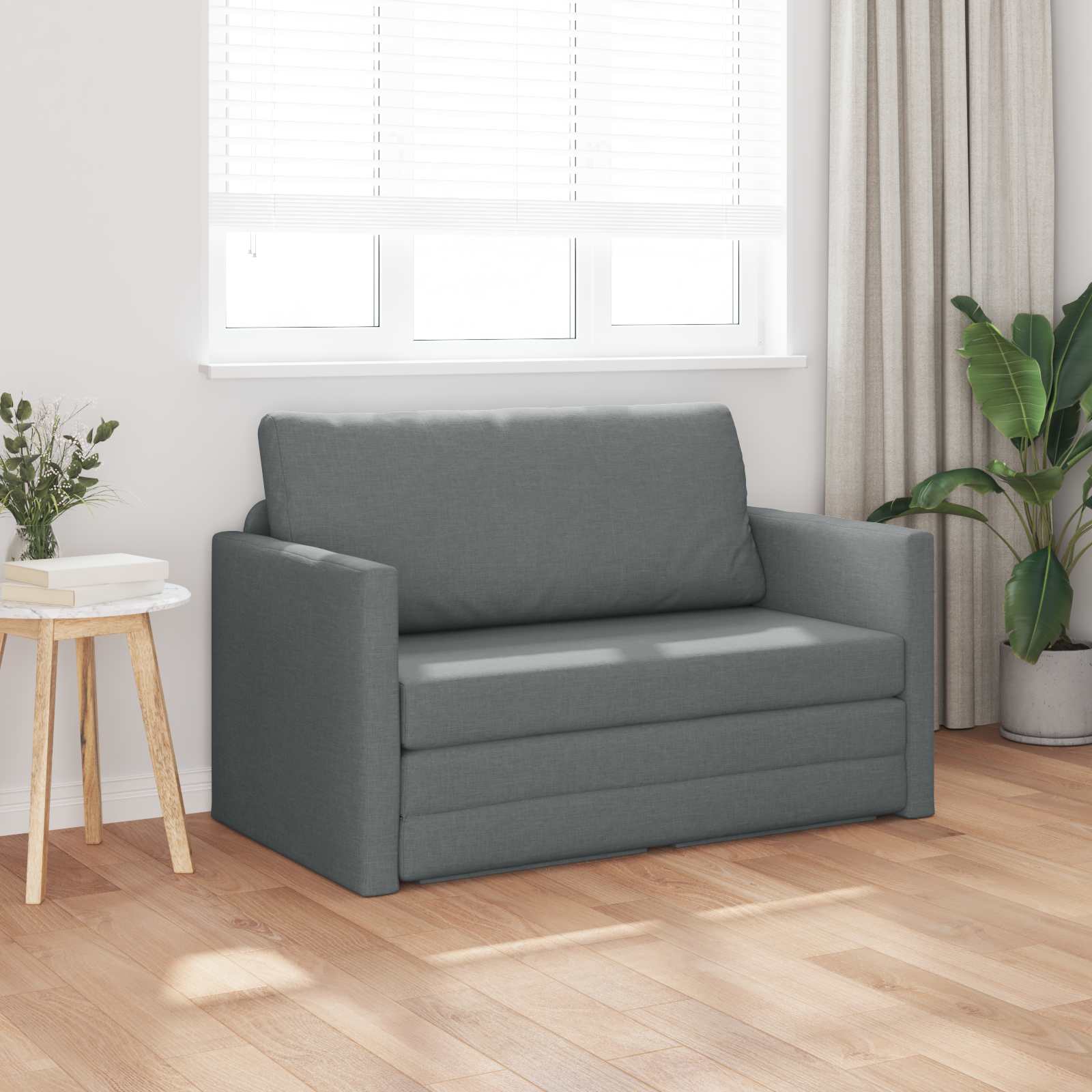 sovesofa med sovefunksjon og moderne design, Beige sofa med myke puter og bred sitteflate, Plassbesparende sovesofa med innebygd seng, Moderne sofa til stue med komfortabel ryggstøtte