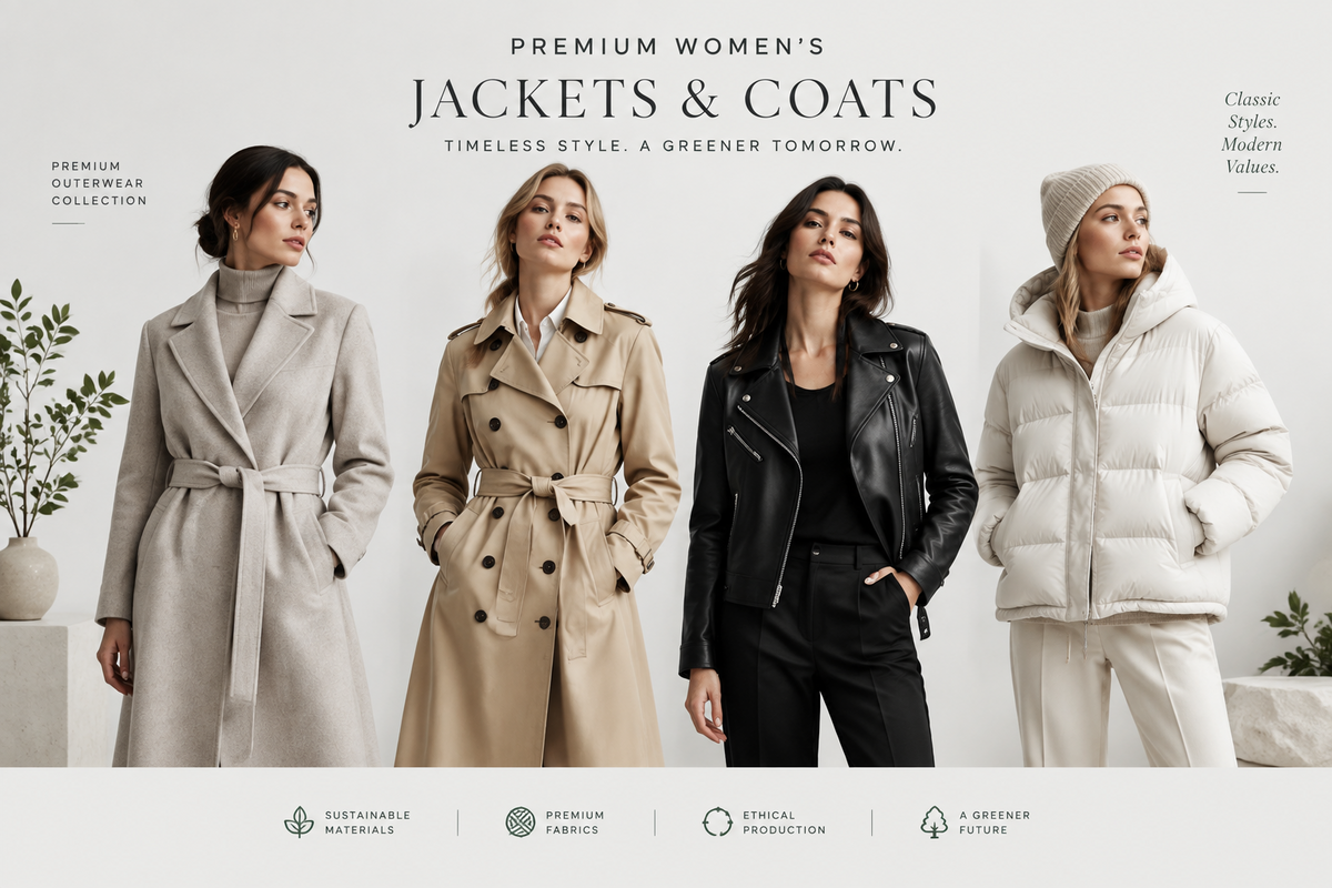 Kolleksjon med jakker og kåper til dame – ullkåper, trenchcoats og overgangsjakker.