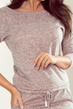 Sporty kjole med 3/4-ermer og lommer – koselig skittenrosa stil til dame fra MS StyleHaven, laget av polyester; Viskose, farge Rød 2, størrelse XL, med 45720 ermer, perfekt til casual; dress