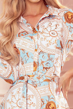 Flared skjortekjole fra Numoco – Stilig og komfortabel beige kjole til dame fra MS StyleHaven, laget av polyester, farge Flerfarget, størrelse XL, med 45720 ermer, perfekt til casual; dress