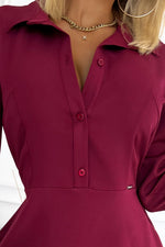 Flared skjortekjole fra Numoco – Stilig og komfortabel beige kjole til dame fra MS StyleHaven, laget av polyester, farge Rød, størrelse XL, med 45720 ermer, perfekt til casual; dress