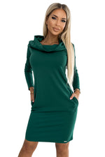 Koselig turtleneck-kjole fra Numoco – varm og stilig med lommer til dame fra MS StyleHaven, laget av polyester, farge Marineblå, størrelse XL, med long ermer, perfekt til casual; dress