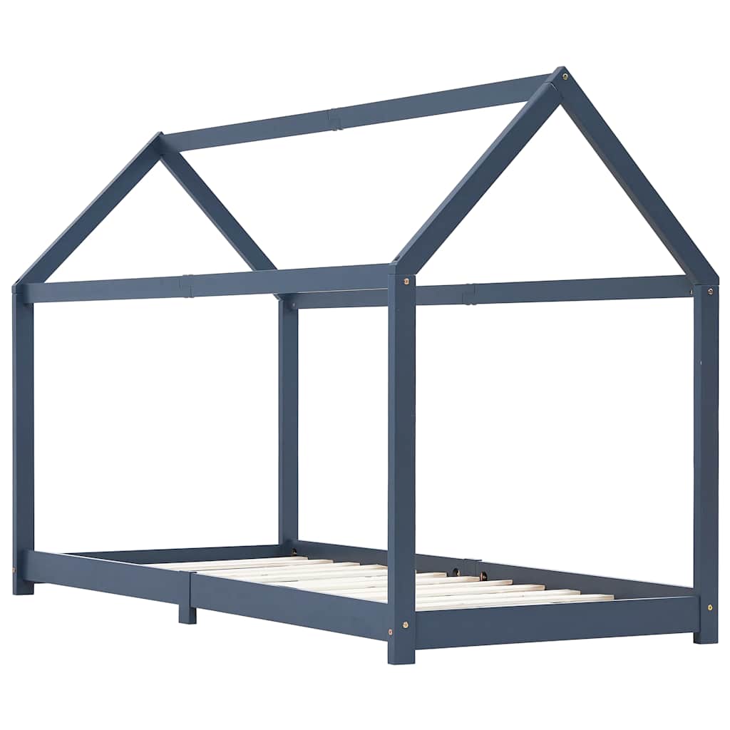 Sengeramme For Barn Heltre Furu Grå 90X200 Cm