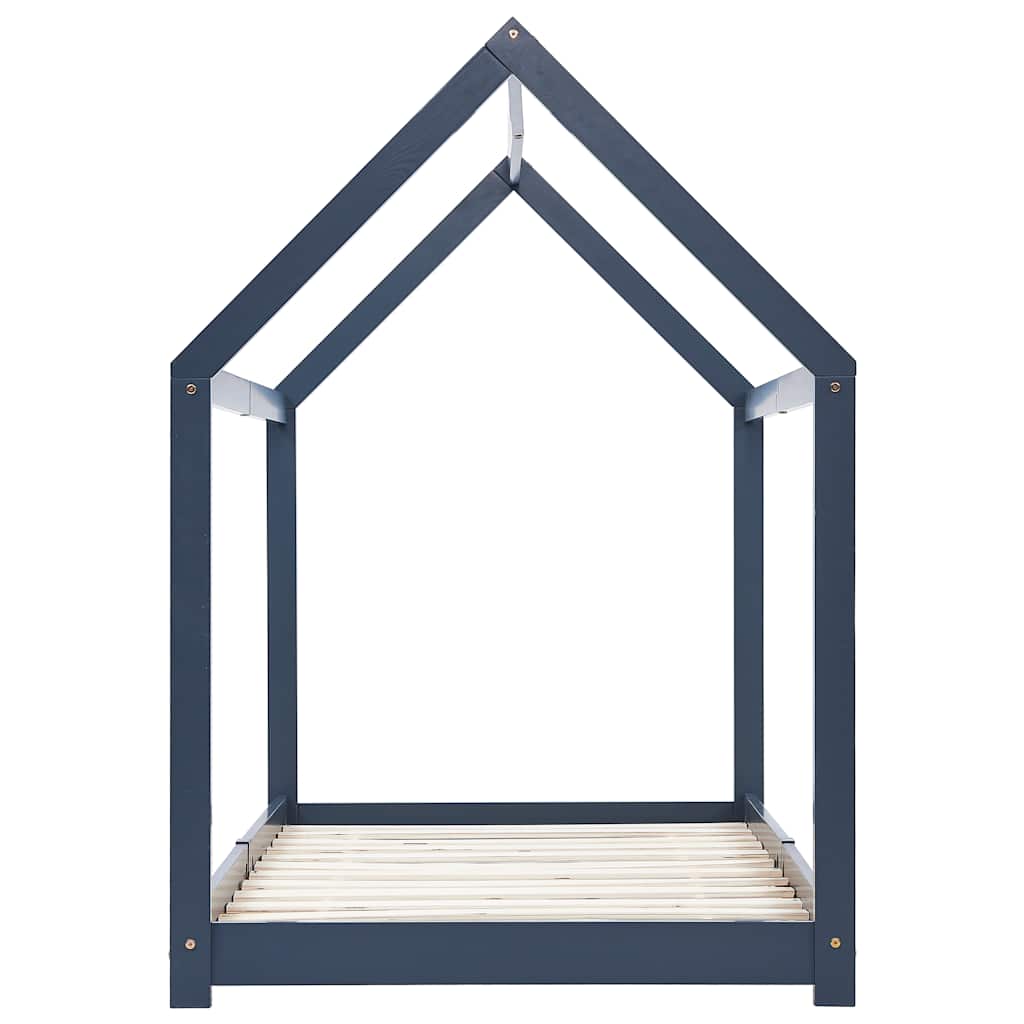 Sengeramme For Barn Heltre Furu Grå 90X200 Cm