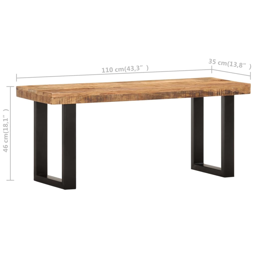 Benk 110 Cm Grov Heltre Mango Og Stål