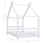 Sengeramme For Barn Heltre Furu Hvit 80X160 Cm