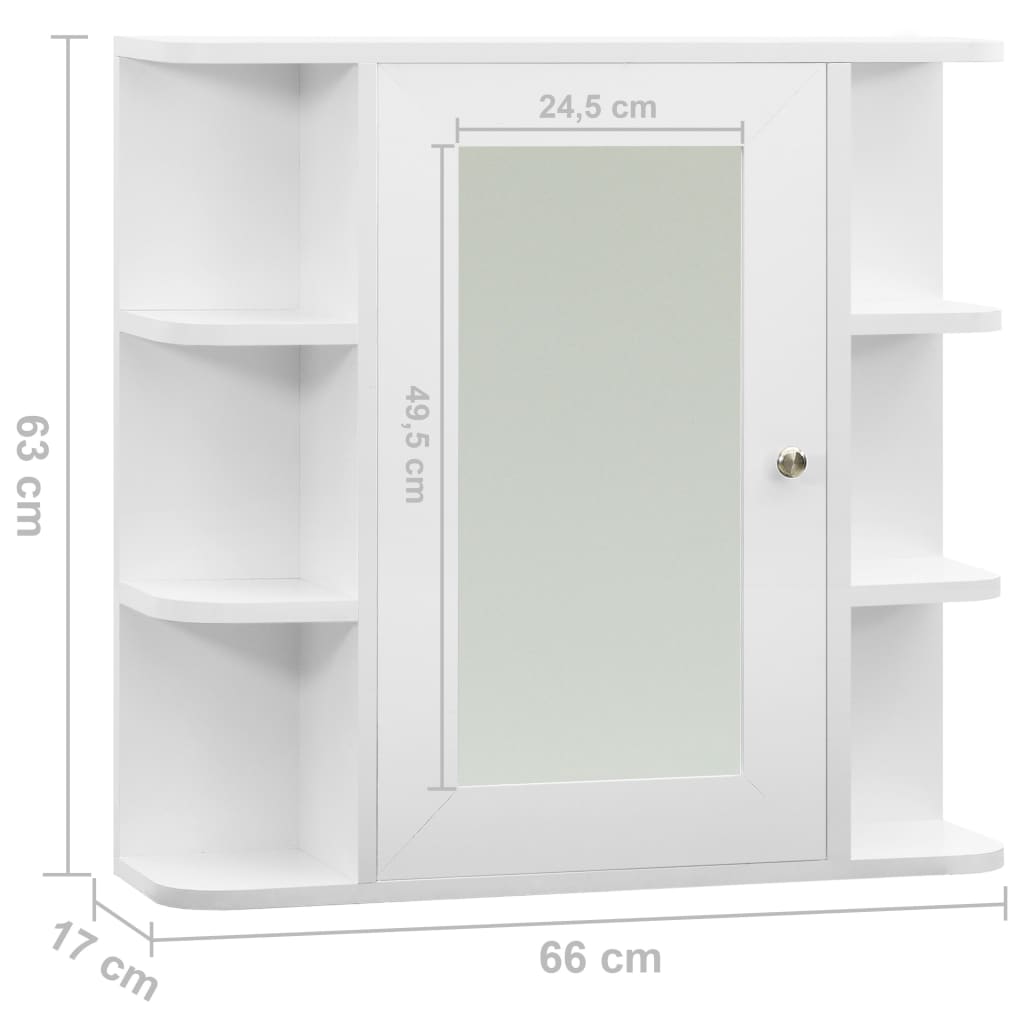 Speilskap Til Baderom Hvit 66X17X63 Cm Mdf