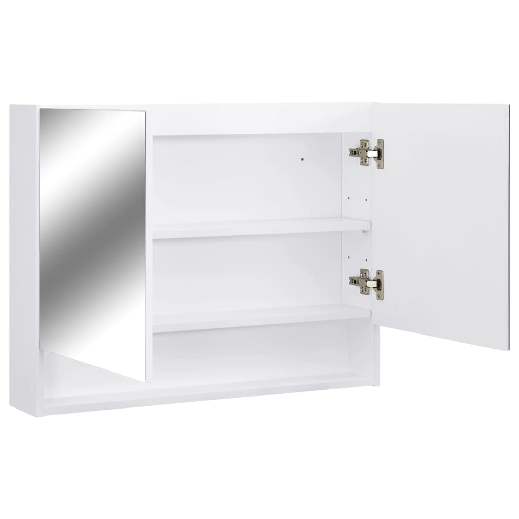 Speilskap Med Led Hvit 80X15X60 Cm Mdf