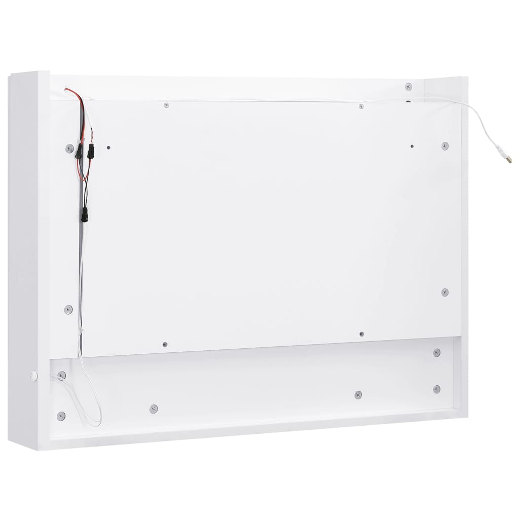 Speilskap Med Led Hvit 80X15X60 Cm Mdf