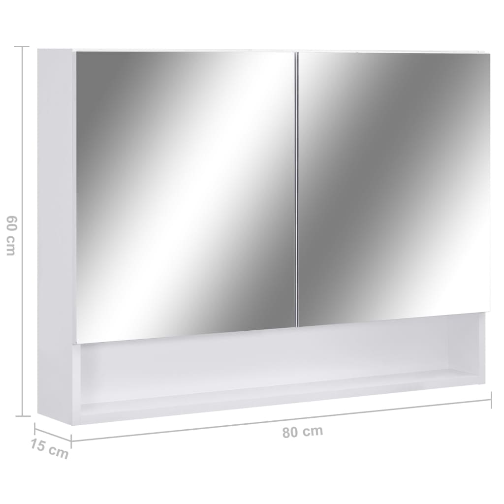 Speilskap Med Led Hvit 80X15X60 Cm Mdf