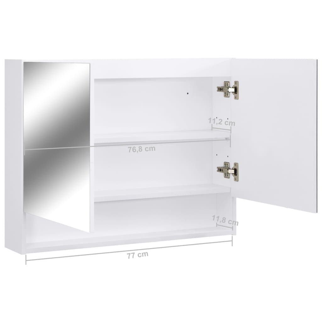 Speilskap Med Led Hvit 80X15X60 Cm Mdf
