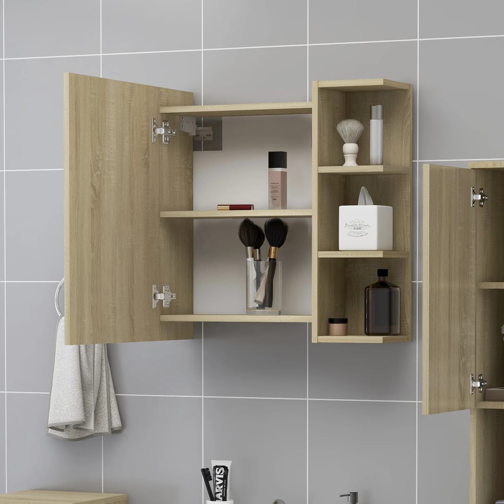Speilskap Til Baderom Sonoma Eik 62,5X20,5X64 Cm Konstruert Tre