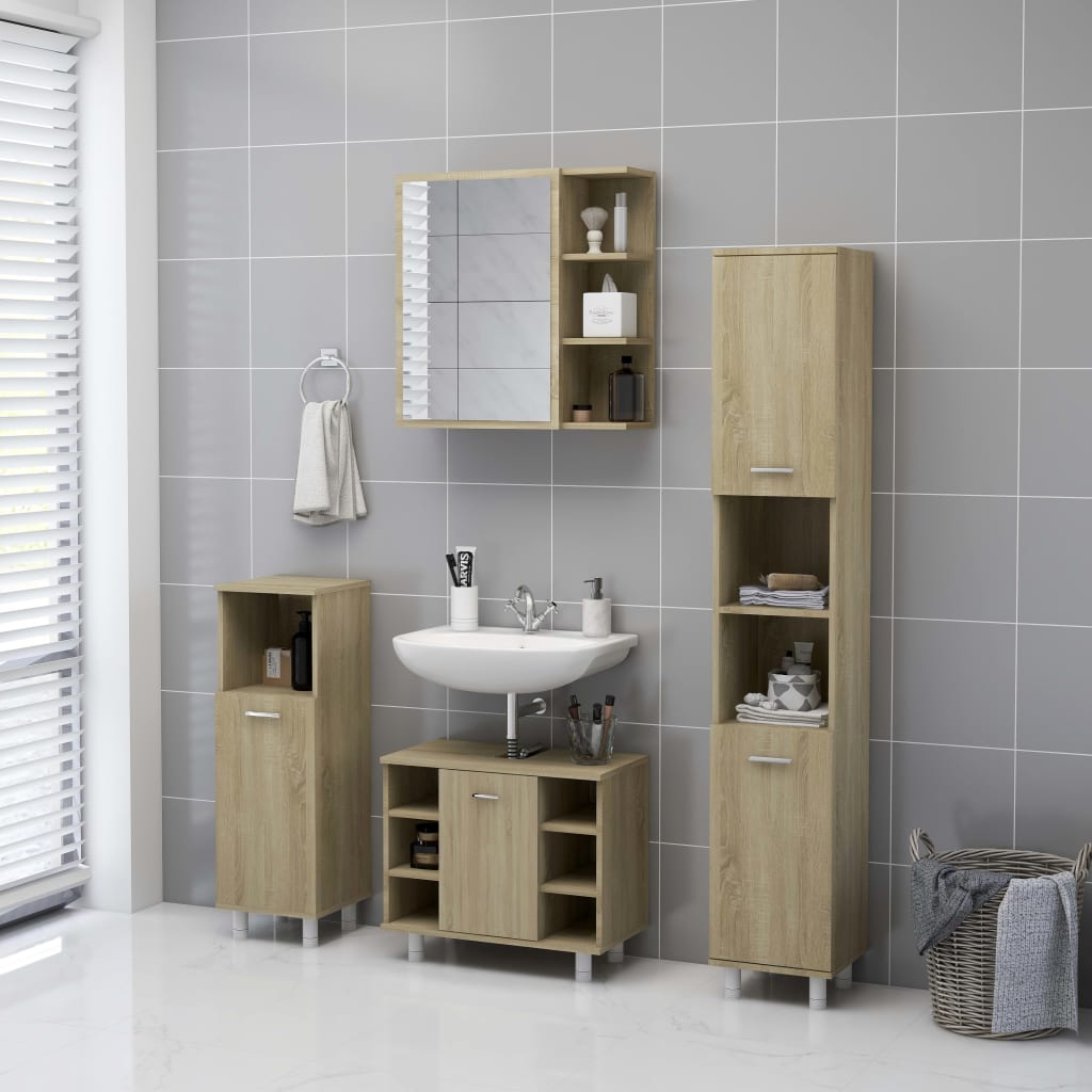 Speilskap Til Baderom Sonoma Eik 62,5X20,5X64 Cm Konstruert Tre